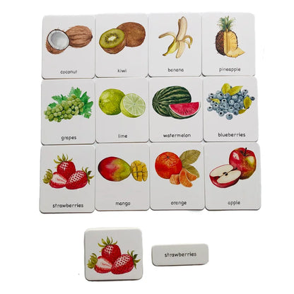 Tarjetas de 3 partes de frutas/verduras/herramientas/instrumentos/granja