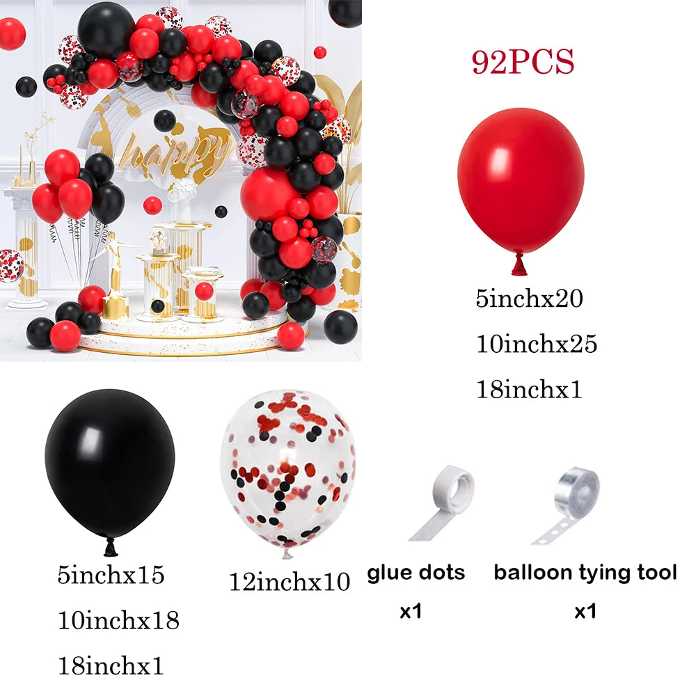 110Pcs Red Black Balloon Garland Kit