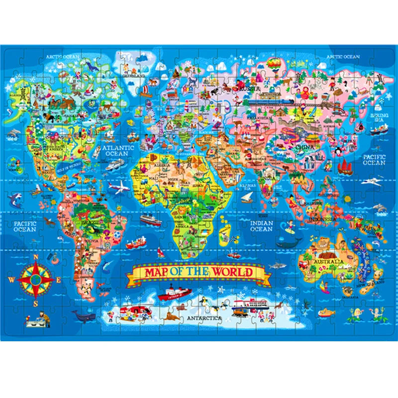 United States World Map Jigsaw Puzzle - 200 pcs