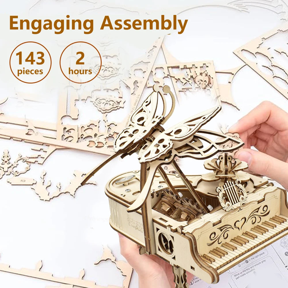 Wooden 3D Piano Music Box Puzzle