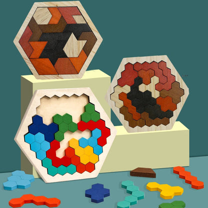 Wooden Hexagon Tangram Puzzle