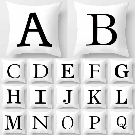 Black Alphabet Cushion Cover