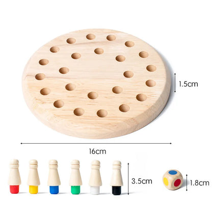 Wooden Memory Color Match Stick Game Board