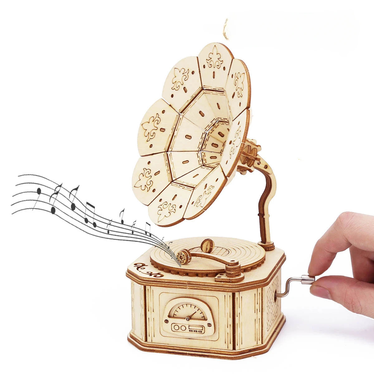 Wooden 3D Gramophone Music Box Puzzles