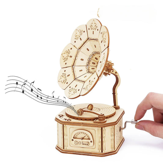 Wooden 3D Gramophone Music Box Puzzles