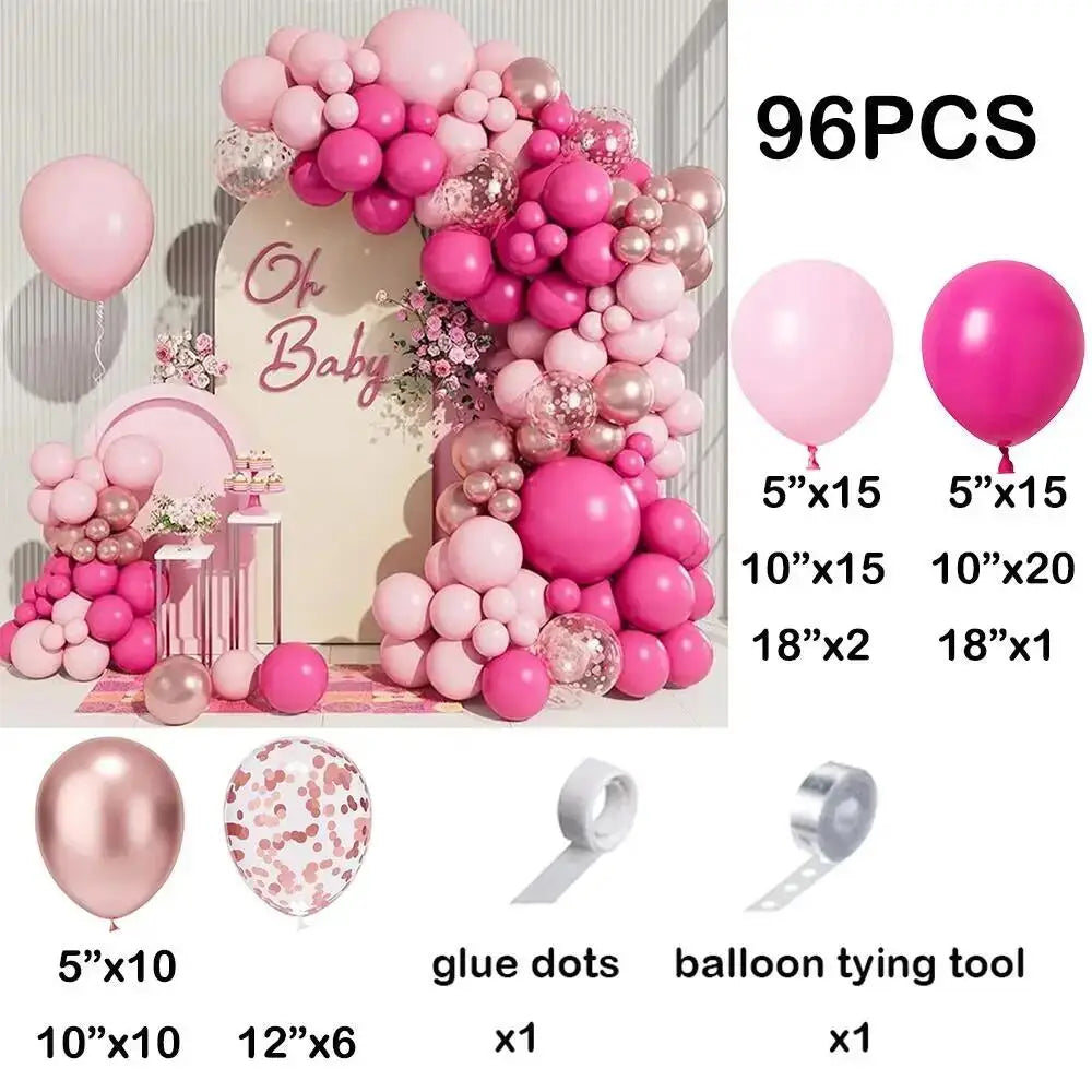 110pcs Rose Red Gold Balloon Garland Kit