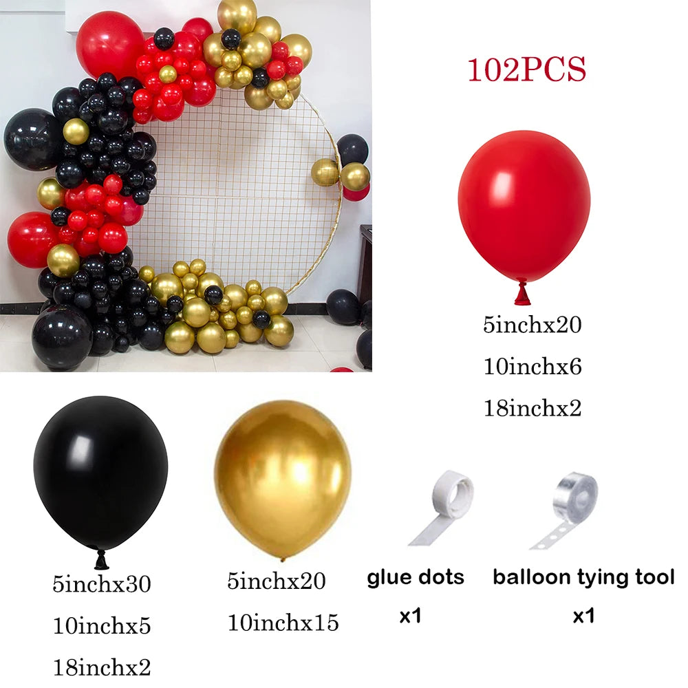 110Pcs Red Black Balloon Garland Kit