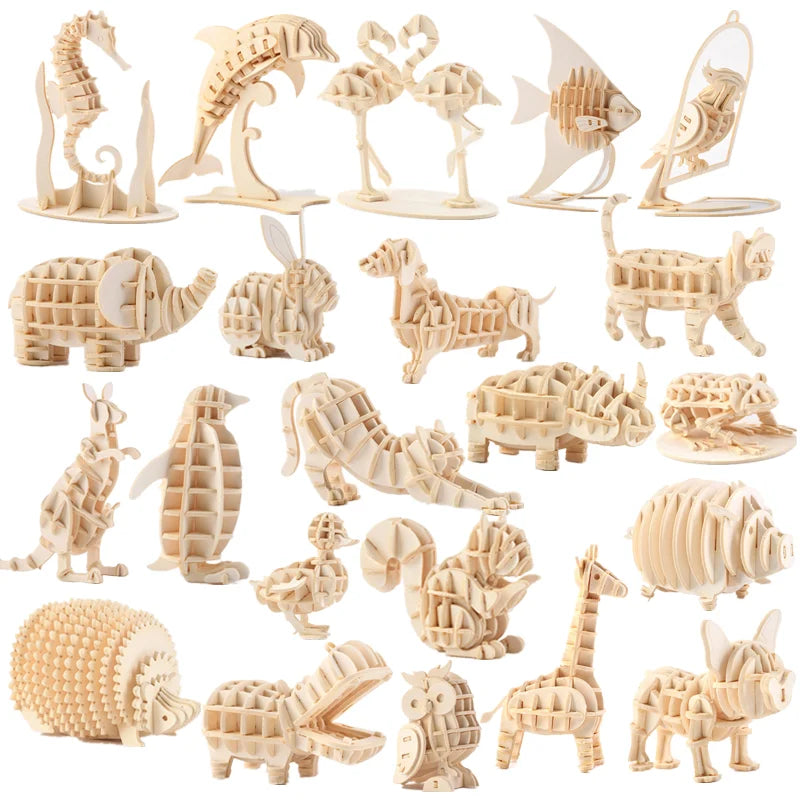 Wooden 3D Animal Ornament Puzzles