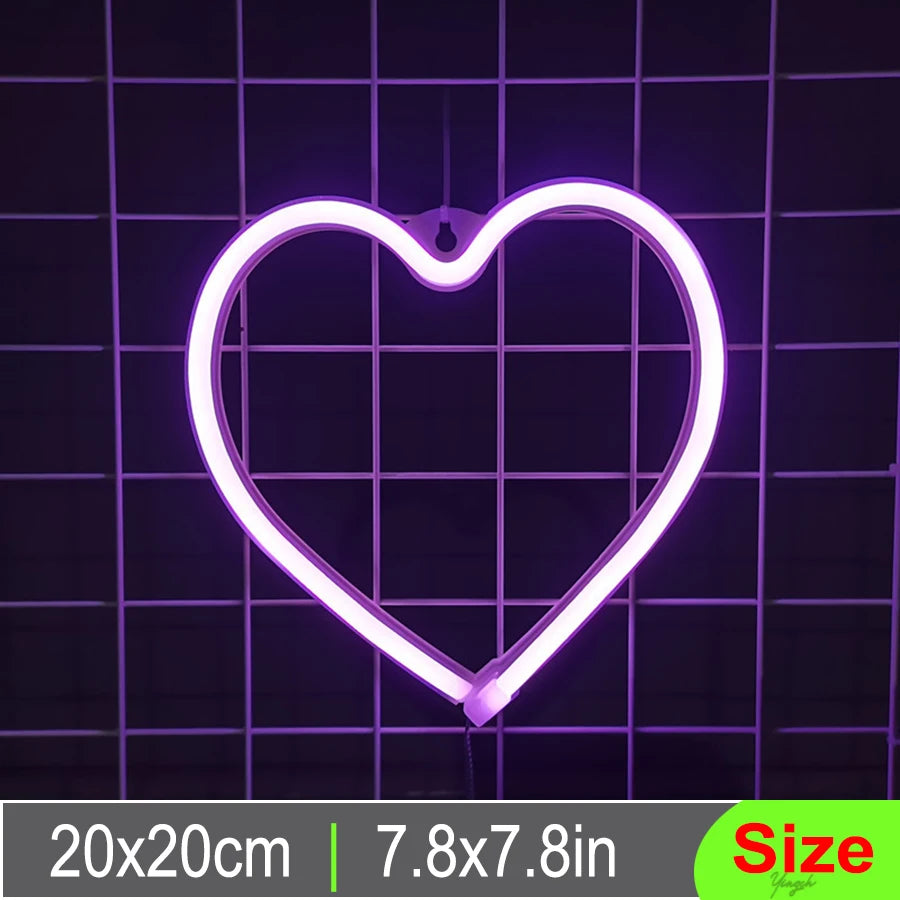 "Hello, Heart, Love" Neon Signs