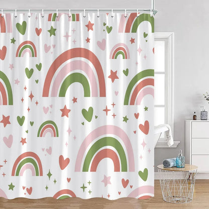 "Heart and Rainbows" Shower Curtains