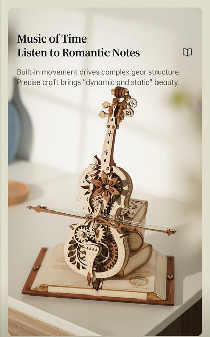 Wooden 3D Mechanical Music Box Cello Puzzle