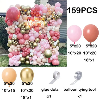 110pcs Rose Red Gold Balloon Garland Kit