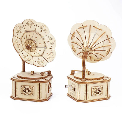 Wooden 3D Gramophone Music Box Puzzles