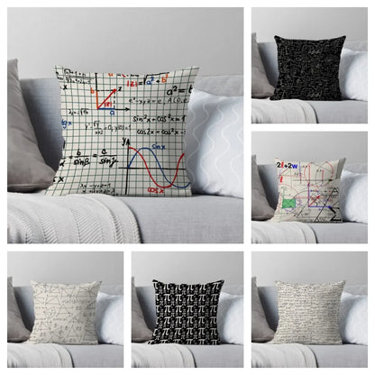 Housse de coussin avec illustration de calcul d'équations mathématiques et physiques