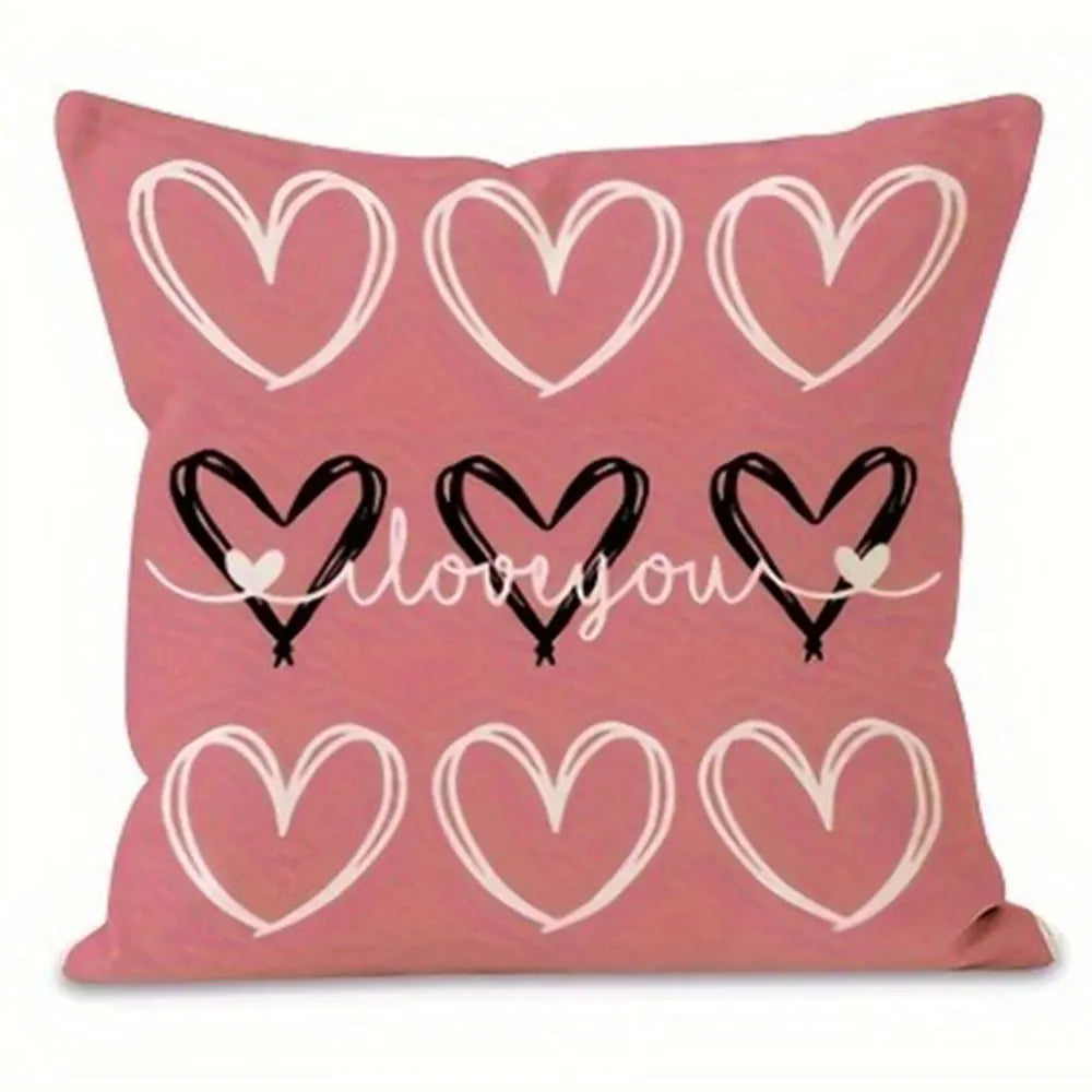 "Pink Love Valentine's Day" Pillow Covers